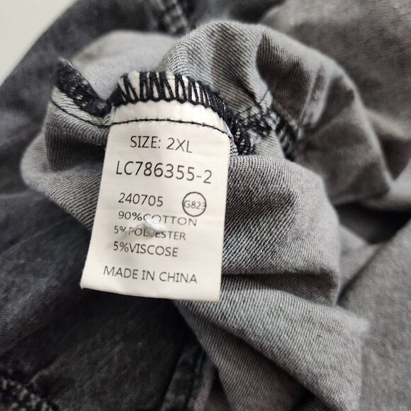 Denim Dress Sleeveless Gray Acid Wash Denim Button-Up Tunic Tiered Skirt Design - Picture 9 of 13